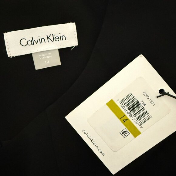 Calvin Klein Women Fit & Flare Casual Formal Dress Sleeveless Black Belt Sz 14 - Picture 11 of 13